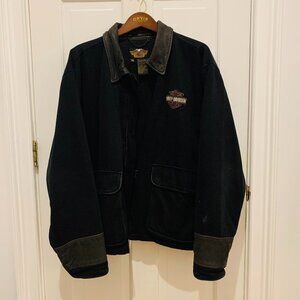 Vintage 90s Harley Davidson Chore Jacket Black Size XL Biker